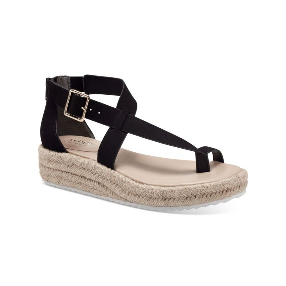 ALFANI Womens Black Moira Round Toe Wedge Zip-Up Espadrille Shoes 9 M